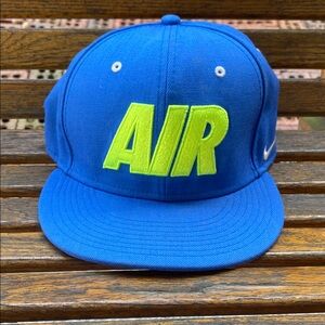 Nike True Air Blue Cap with Neon Green Logo flat bill SnapBack hat